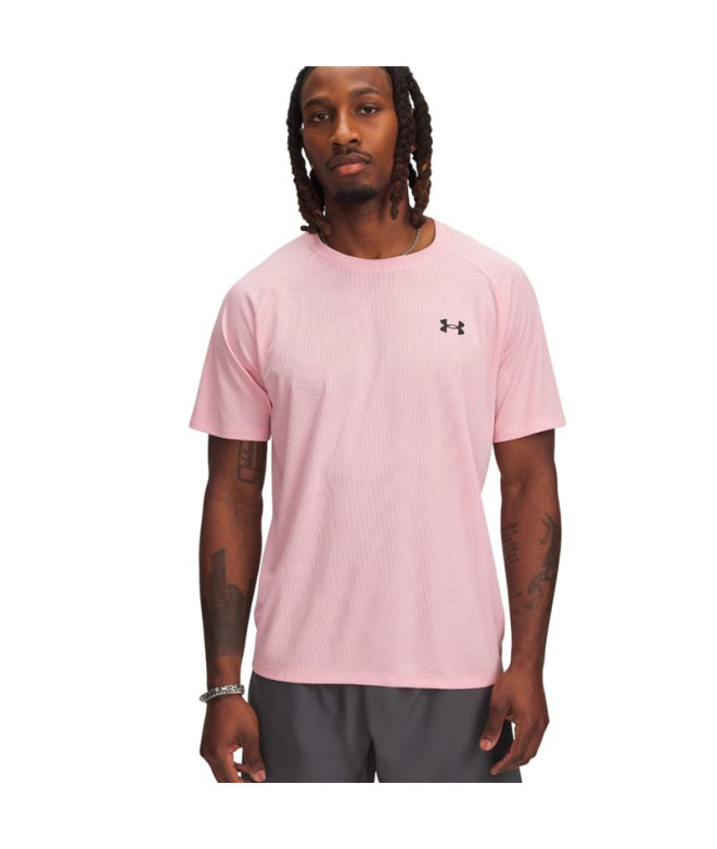 Camiseta Manga Corta de Fitness Under Armour Tech Textured Ss Homem Rosa