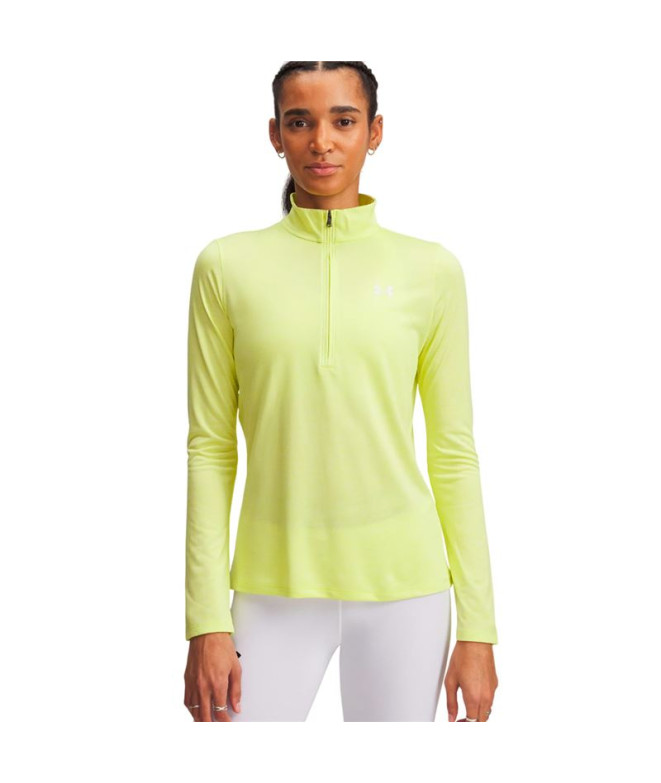 Camiseta de Fitness Under Armour Tech 1/2 Zip- Twist Mulher Amarelo