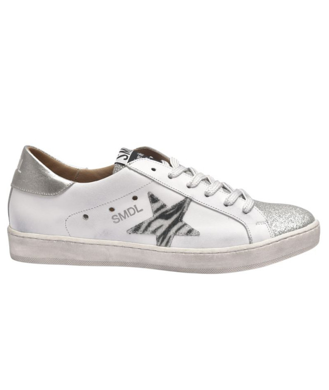 Zapatillas Yowas Smdl, Glit.Fino Plat, Flor Blanco, Forro P-Tech, P2921 Manchad Mujer