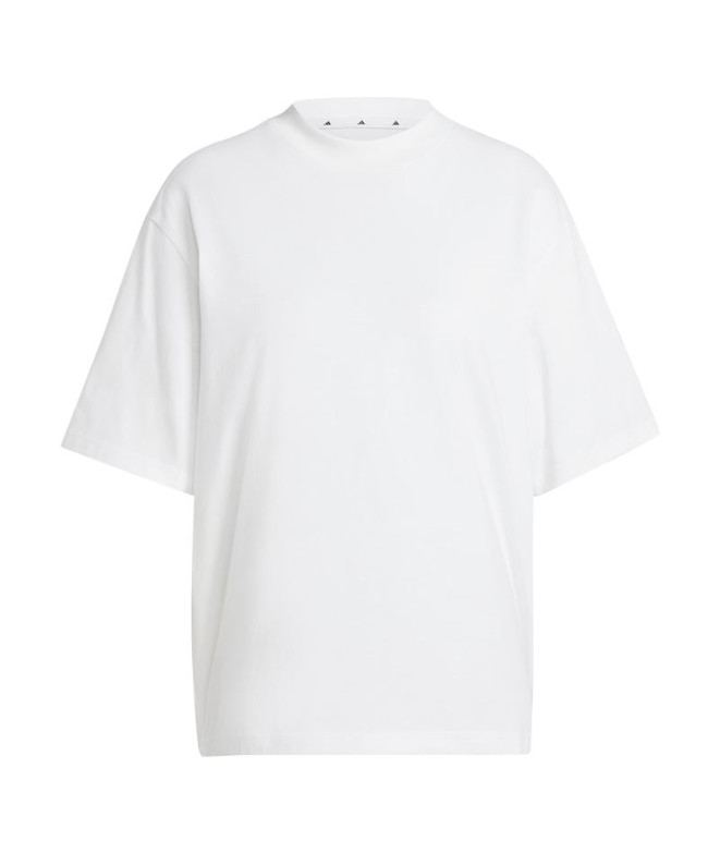 Camiseta adidas Essentials Contemporary Logo Boyfriend Mujer Blanco
