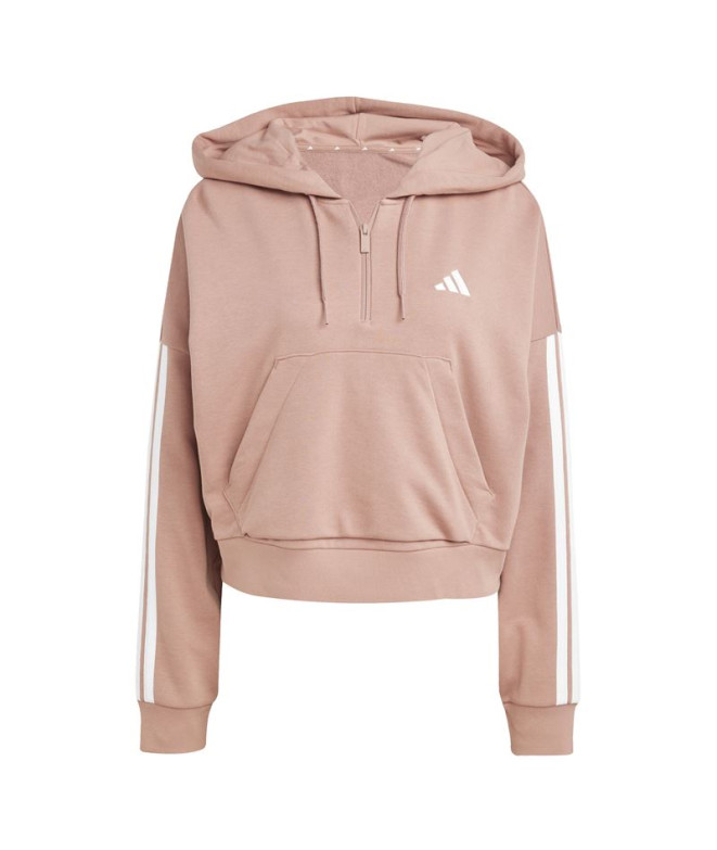 Sudadera adidas 3Bandas French Terry Qz Hd Mujer Rosa/Blanco