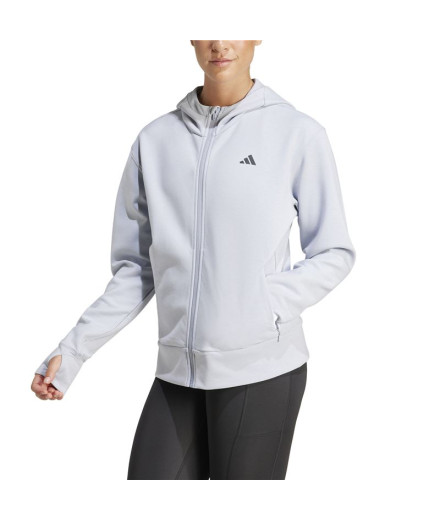 Moletom de Fitness adidas D4T Fz Hoodie Mulher Prata 2