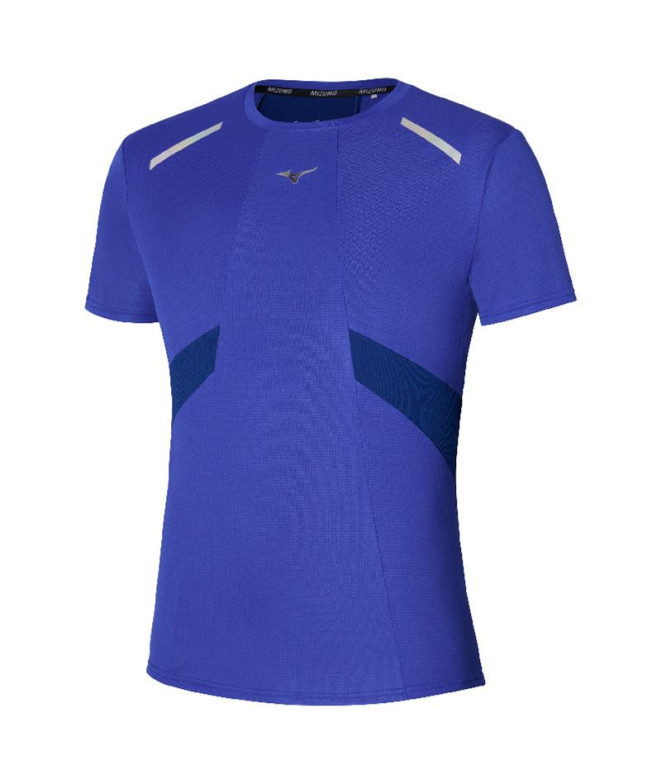 Camiseta de Running Mizuno Dryaeroflow Tee Homem Azul royal