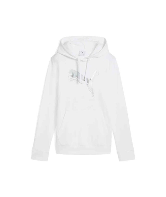Sweat Puma Ess Metallic Hoodie Femme Blanc/Or
