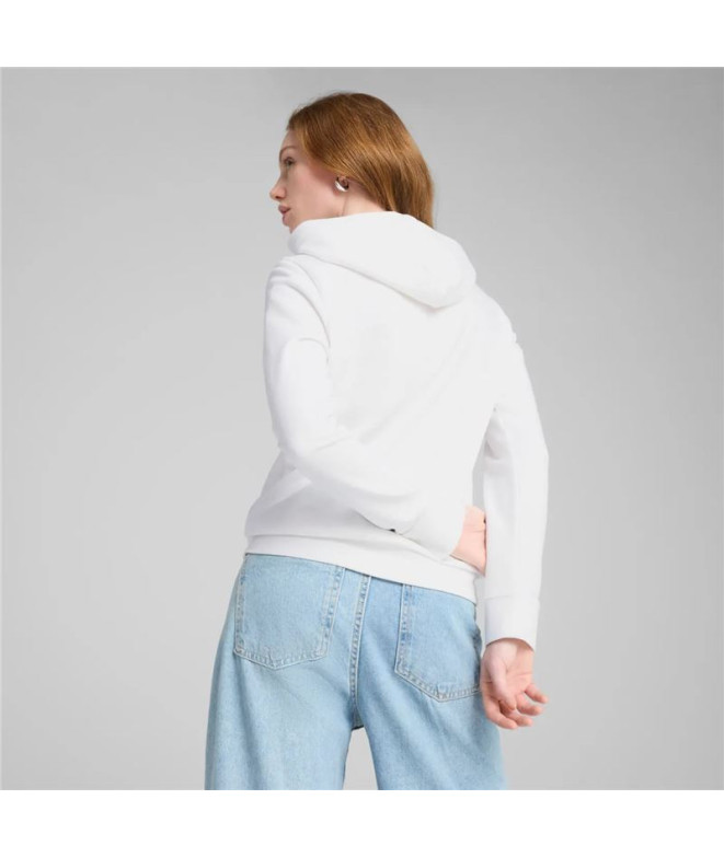 Sweat Puma Ess Metallic Hoodie Femme Blanc/Or