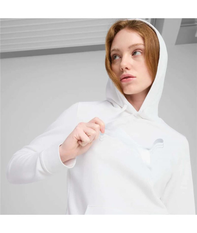 Sweat Puma Ess Metallic Hoodie Femme Blanc/Or