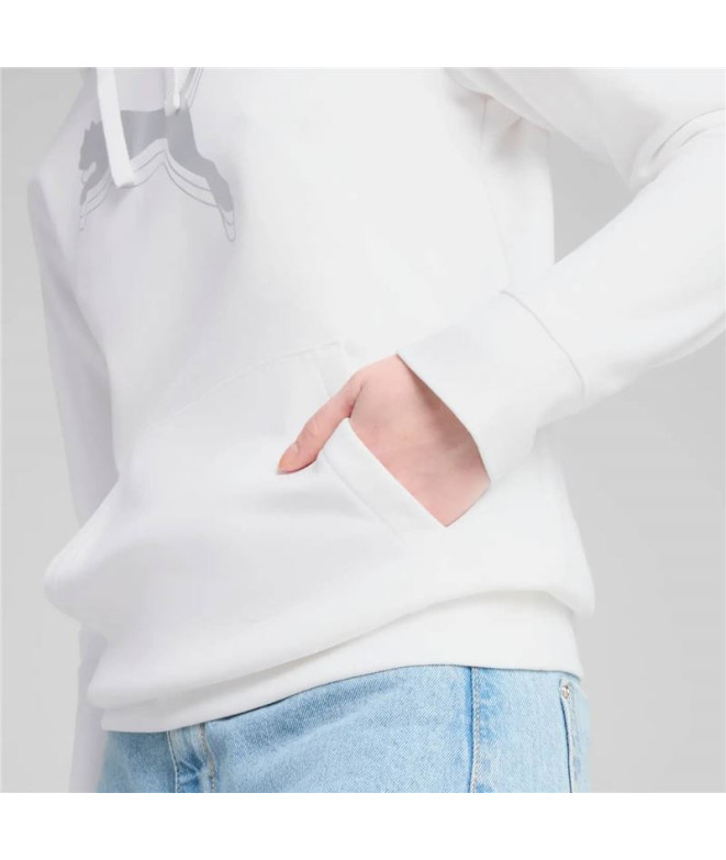 Sweat Puma Ess Metallic Hoodie Femme Blanc/Or