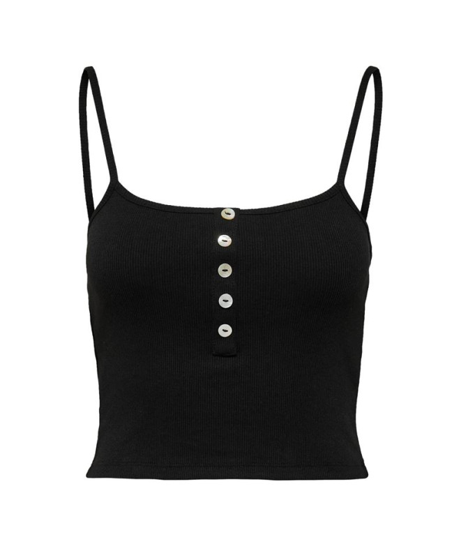 Camiseta Only Onlnessa S/L Short Button Black Mujer