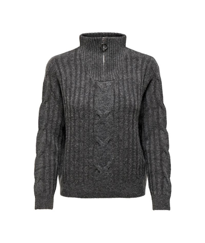 Sudadera Only Jdyandrea L/S Zip Cable Pullove Knt Noos Mujer Dark Grey Melange