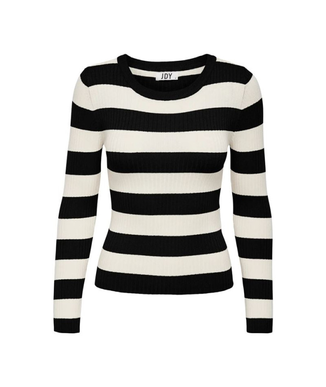 Sudadera Only Jdyplum L/S O-Neck Knt Noos Black Stripes:W Eggn Mujer
