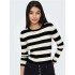 Sudadera Only Jdyplum L/S O-Neck Knt Noos Black Stripes:W Eggn Mujer
