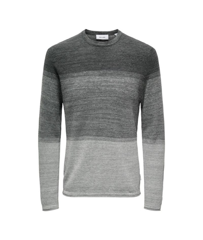 Camiseta Only & Sons Onsfelix Reg 12 Crew Knit Noos Light Grey Melange D Hombre