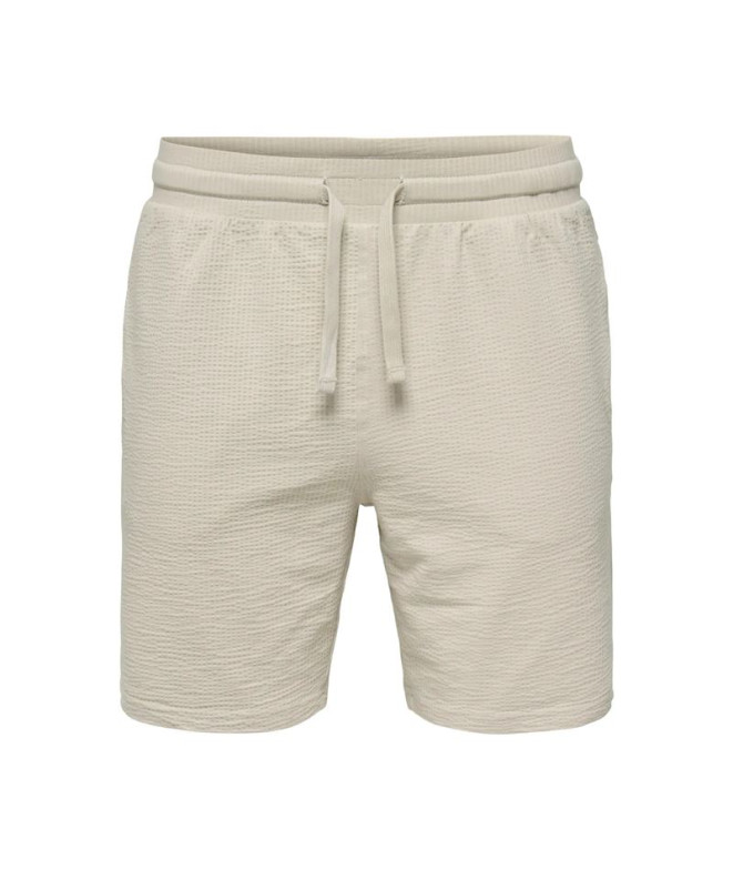 Pantalón Only & Sons Onskian Life Reg Seersucker Shorts Noos Hombre Silver Lining