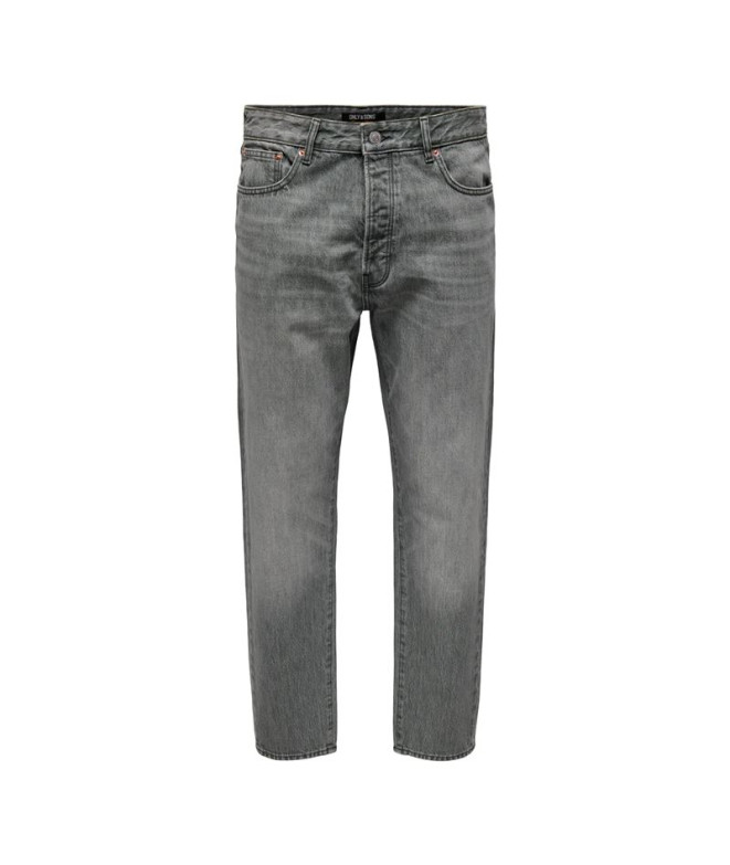 ONLY & SONS Heren Fade Losse Jeans Donker Grijze Denim