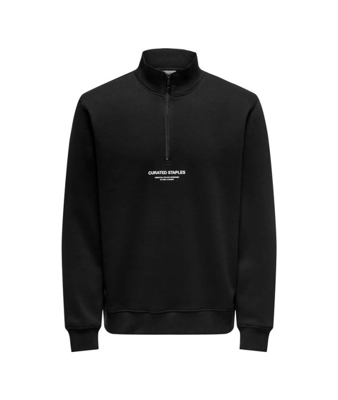 Sudadera Only & Sons Onscurated Reg Half Zip Noos Black Hombre
