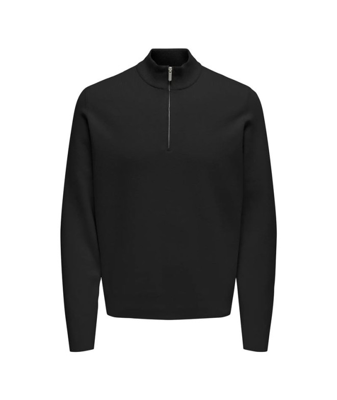 Camiseta Only & Sons Onscooper Half Zip High Neck Knit Noos Black Hombre