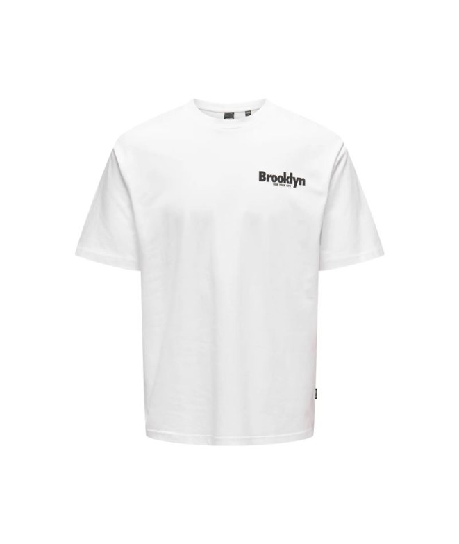 Camiseta Only & Sons Onskeane Rlx Ss Print Tee Noos Hombre Bright White Print:Brooklyn