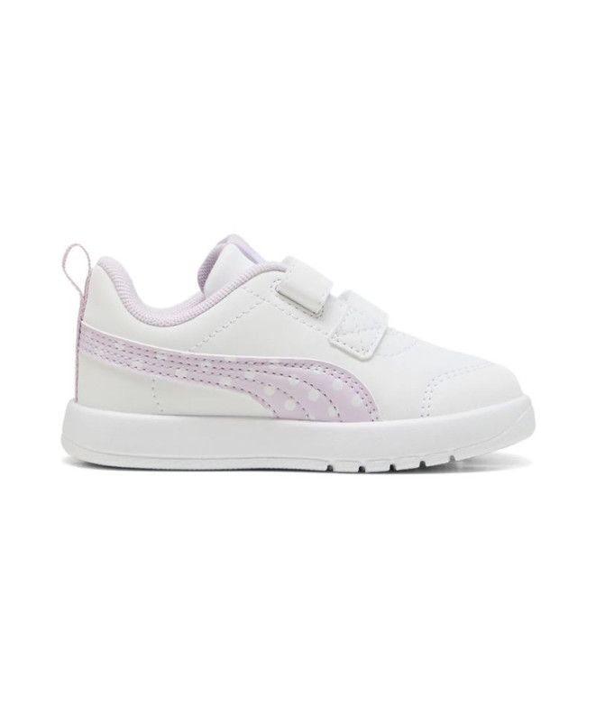 Zapatillas Puma Courtflex V3 Dotty V, Blanco Lila, Niña
