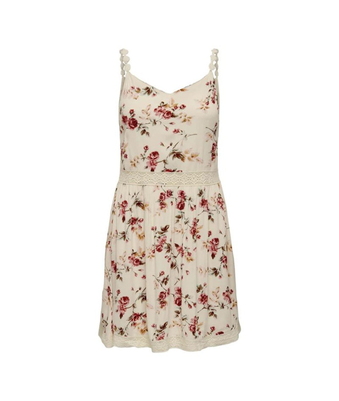 Vestido Only Onlkarmen Anne Life S/L Noos Crème Brûlée Aop:Ros Mujer