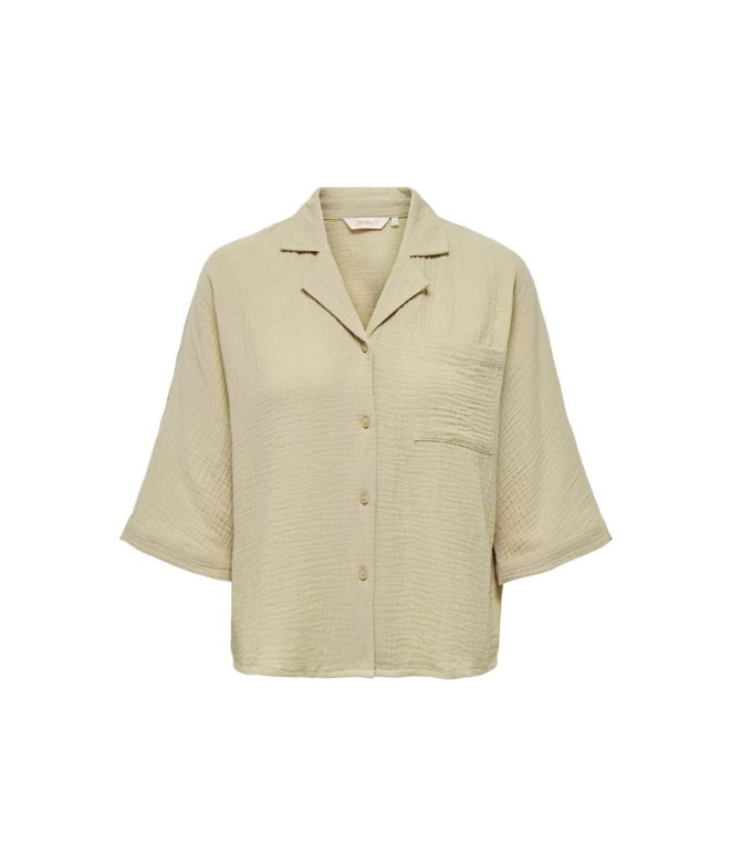 Camisa Only Onlthyra Ss Noos Oxford Tan Mujer