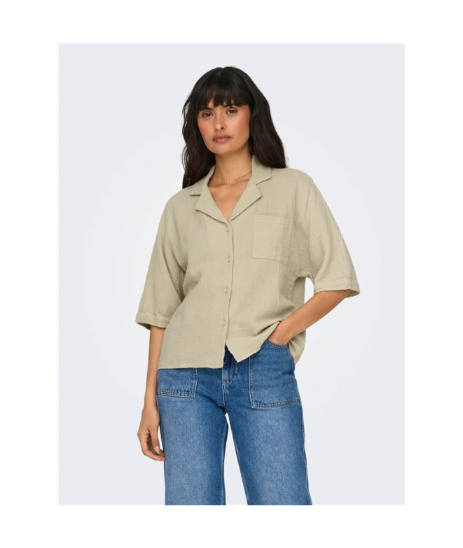 Camisa Only Onlthyra Ss Noos Oxford Tan Mujer