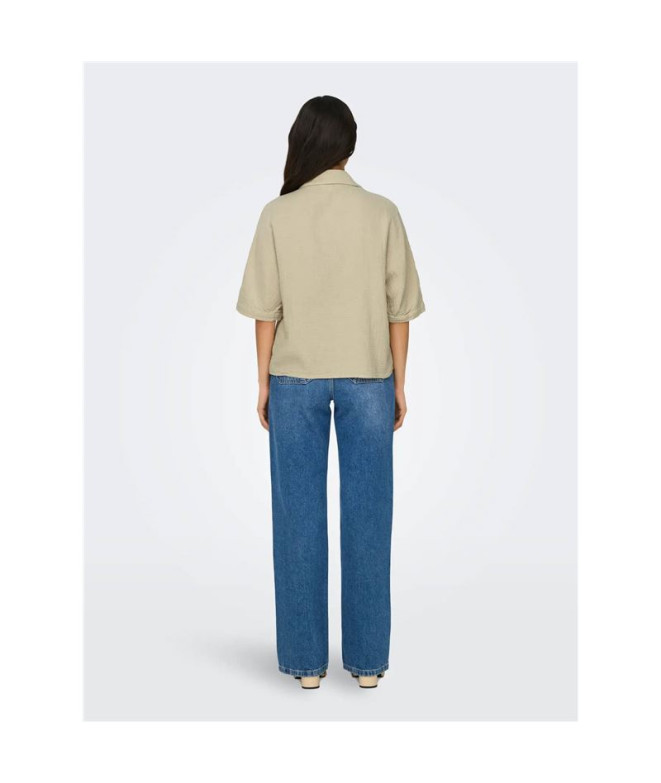 Camisa Only Onlthyra Ss Noos Oxford Tan Mujer