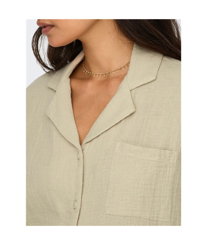 Camisa Only Onlthyra Ss Noos Oxford Tan Mujer