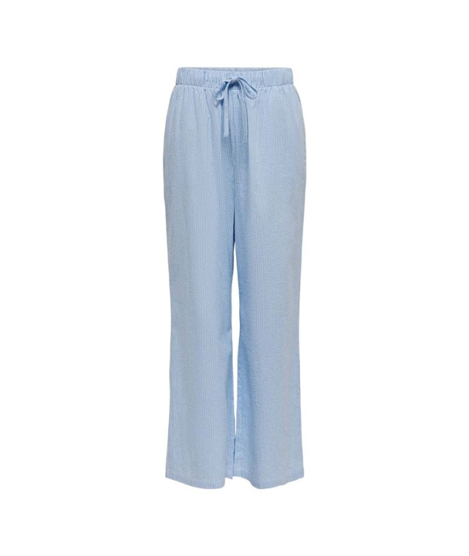 Calça ONLY Onlaugusta Noos Cloud Dancer Stripes: LISTRAS AZUIS Mulher