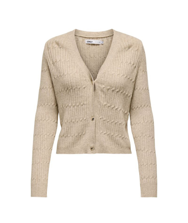 Chaqueta Only Onlkatia Ls Cable V-Neck Cardi Knt Nca Mocha Meringue Detai Mujer