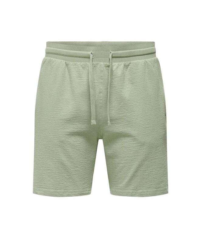 Pantalón Only & Sons Onskian Life Reg Seersucker Shorts Noos Hombre Seagrass