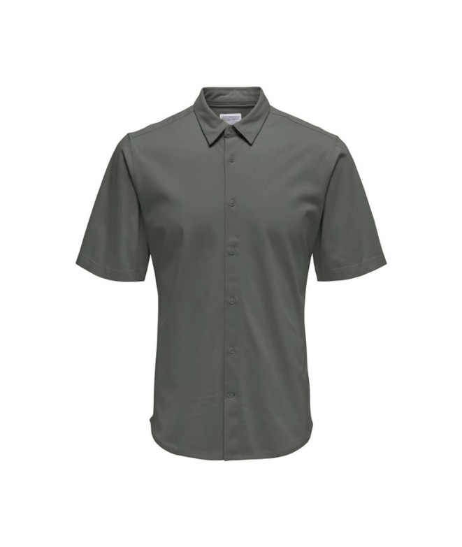 Chemise Only & Sons Onsrobin But Under Ss Stretch Noos Homme Castor Gris