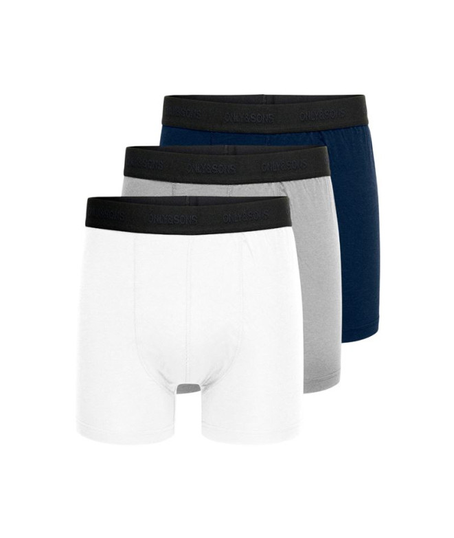 Calzoncillos Only & Sons Onsfitz Bamboo Boxer Logo Hombre Blanco Pack