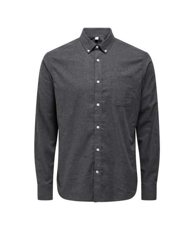 Camisa Only & Sons Onsroad Life Reg Melange Ls Noos Black Hombre
