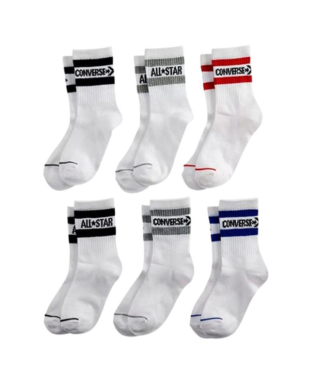 Calcetines Converse Wordmark Crew 6Pk Blanco Niño