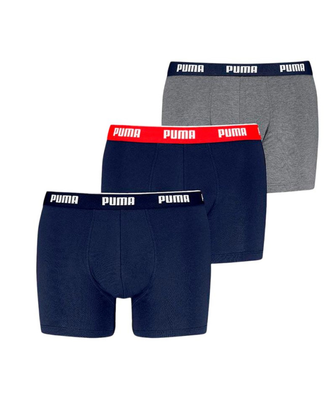 Calzoncillos Puma Everyday Basic Boxers 3P Hombre Gris / Azul Marino / Rojo Combo