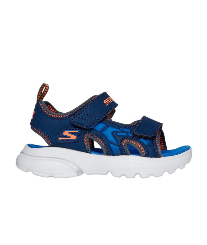 Sandalias Skechers Razor Splash - Aqua Niño Navy Synthetic/ Blue & Orange Trim