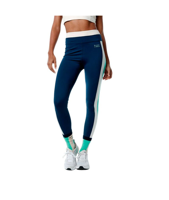 Mallas de Fitness Black Limba Synergyfit Mujer Tricolor Cream, Ocean blue & Sage