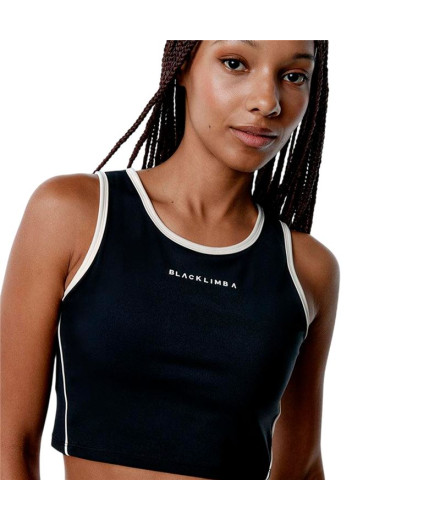 Top de Fitness Black Limba Streamline - Preto & Creme...