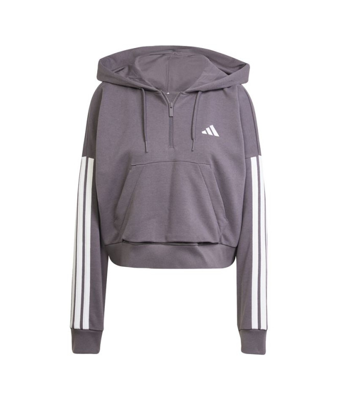 Sudadera adidas 3Bandas French Terry Qz Hd Mujer Esdegr/Blanco