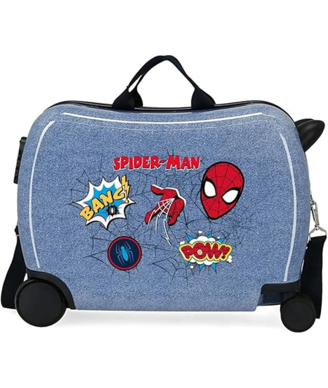 Maleta Marvel Infantil Abs 4 Ruedas Spiderman Denim Azul