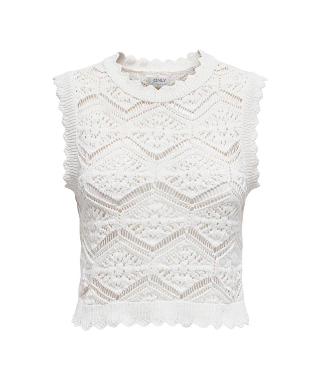 Camiseta Only Onlfrida Life Sl Structure Knt Cloud Dancer Mujer