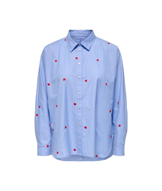 Camiseta Only Onlnew Lina Grace Str Emb Moonlight Blue Detai Mujer