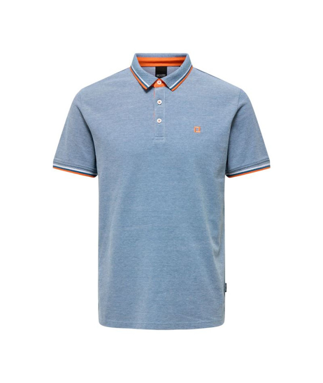 Camiseta Only & Sons Onsfletcher Life Slim Ss Polo Medium Blue Denim De Hombre