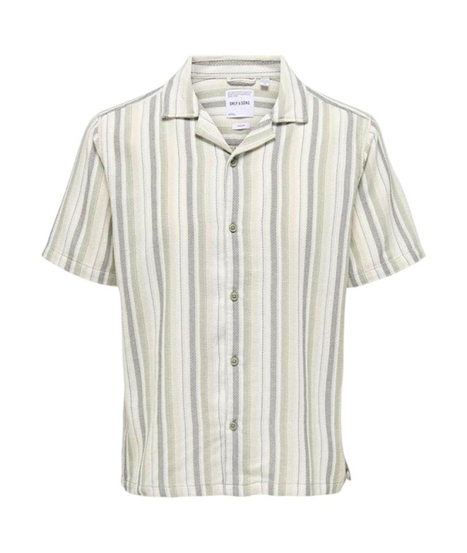 Camisa Only & Sons Onstrev Life Reg Stripe Ss Shirt Noos Hombre Seagrass Stripes:Multi Stripe