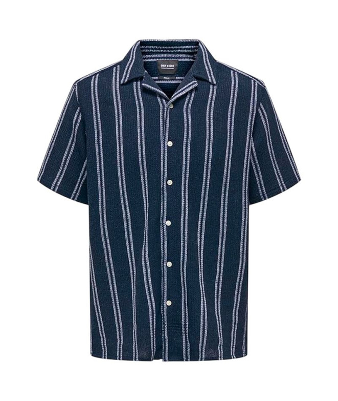 Camisa Only & Sons Onstrev Life Reg Stripe Ss Shirt Noos Hombre Dark Navy
