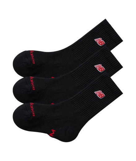 Meias New Balance Kids Patch Logo Crew 3 Pack Preto