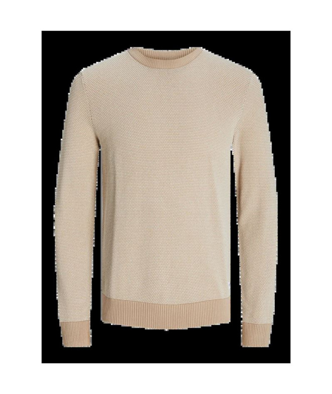Sudadera Jack and Jones Jjeglobe Knit Neck Hombre Oatmeal