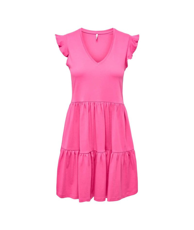 Robe Only Onlmay Cap Sleev Fril Noos Shocking Pink Femme
