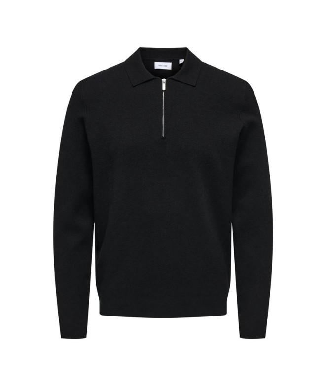 Polo Only & Sons Onscooper Reg Ls 12 Half Zip Polo Noos Black Hombre
