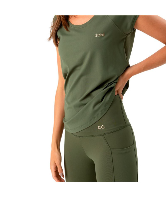 Camiseta de Fitness Ditchill T-Shirt Ease Mujer Verde